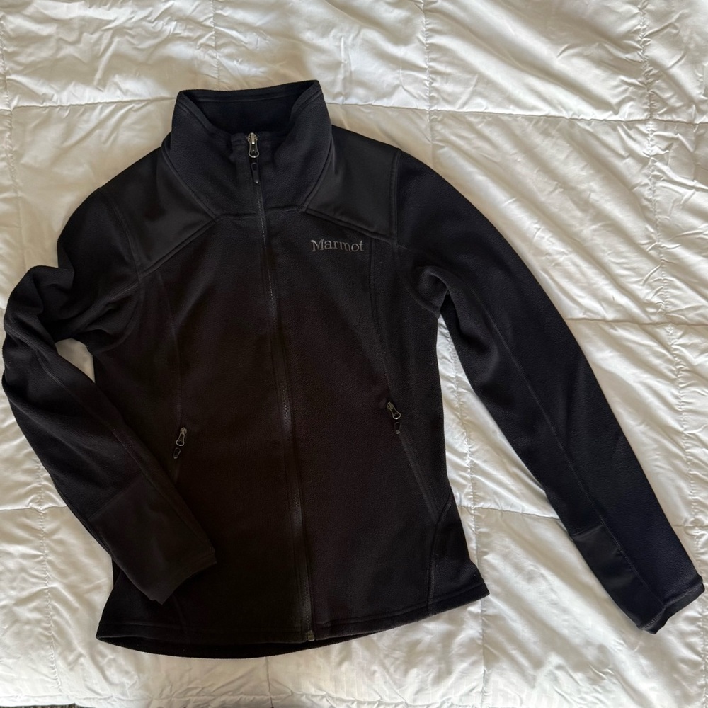 Marmot Polartec Fleece Zip Up Black Jacket Women’s Size Medium Athletic